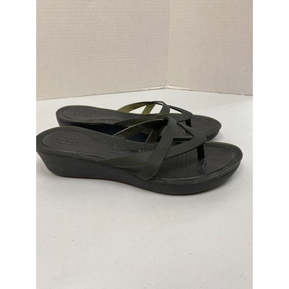 crocs black slides sandals size 7 women - Picture 2 of 7